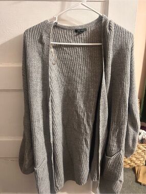 wild fable Light Gray Open-Front Ribbed Cardigan